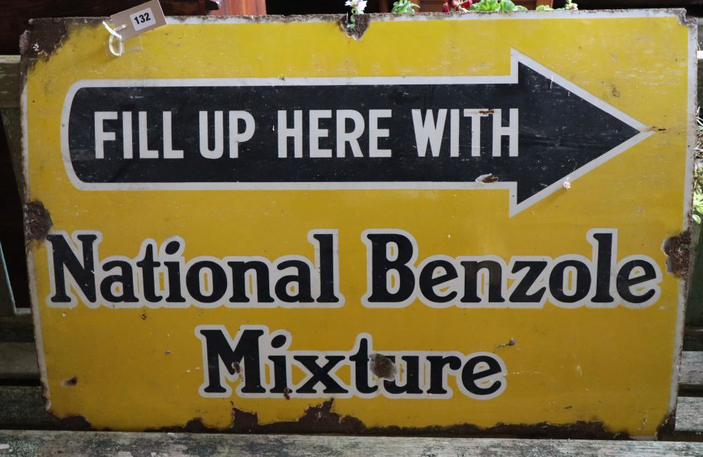 A vintage National Benzole Mixture enamel sign, 91 x 60cm